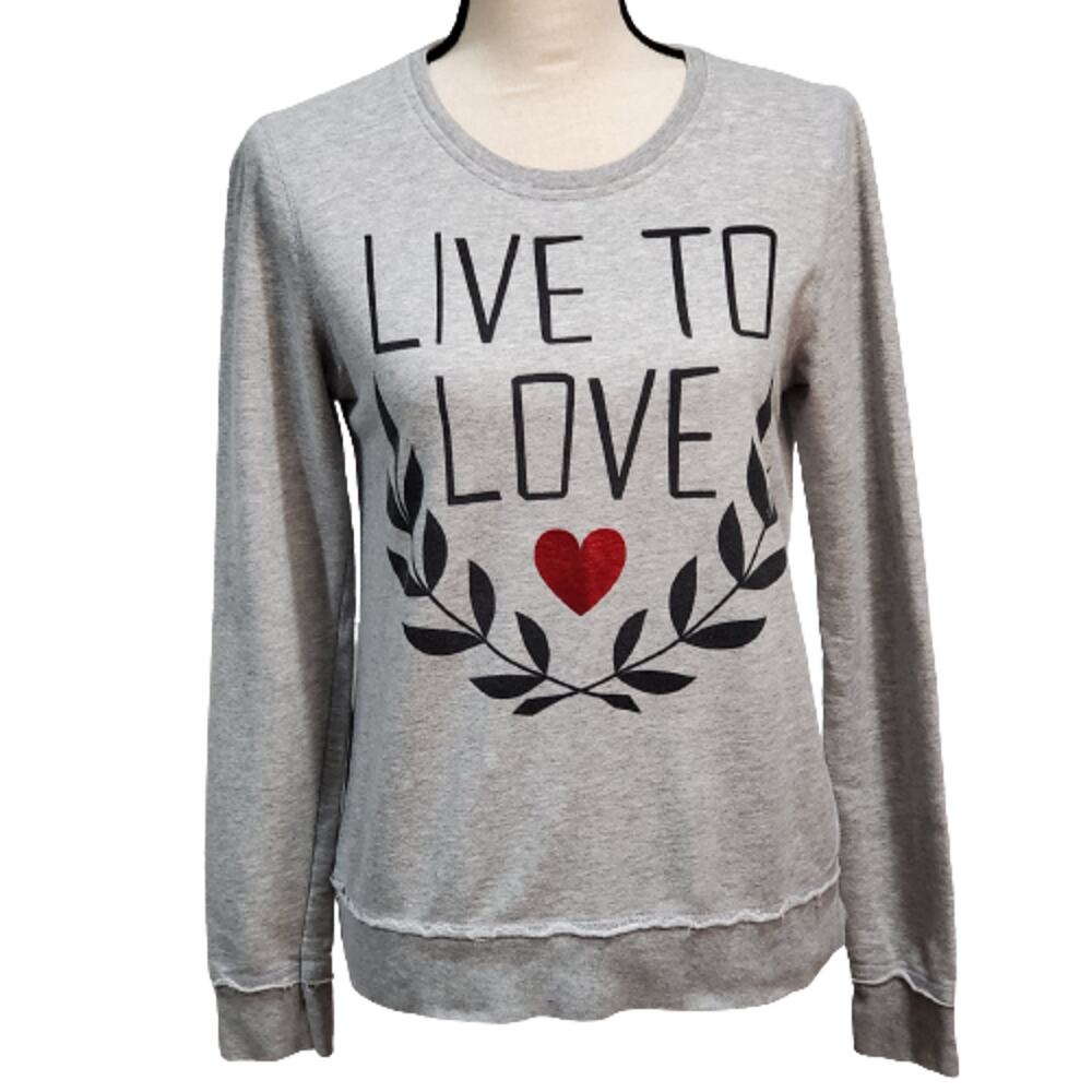 Gray Live to Love Graphic Heart Round Neck Sweatshirt S/P